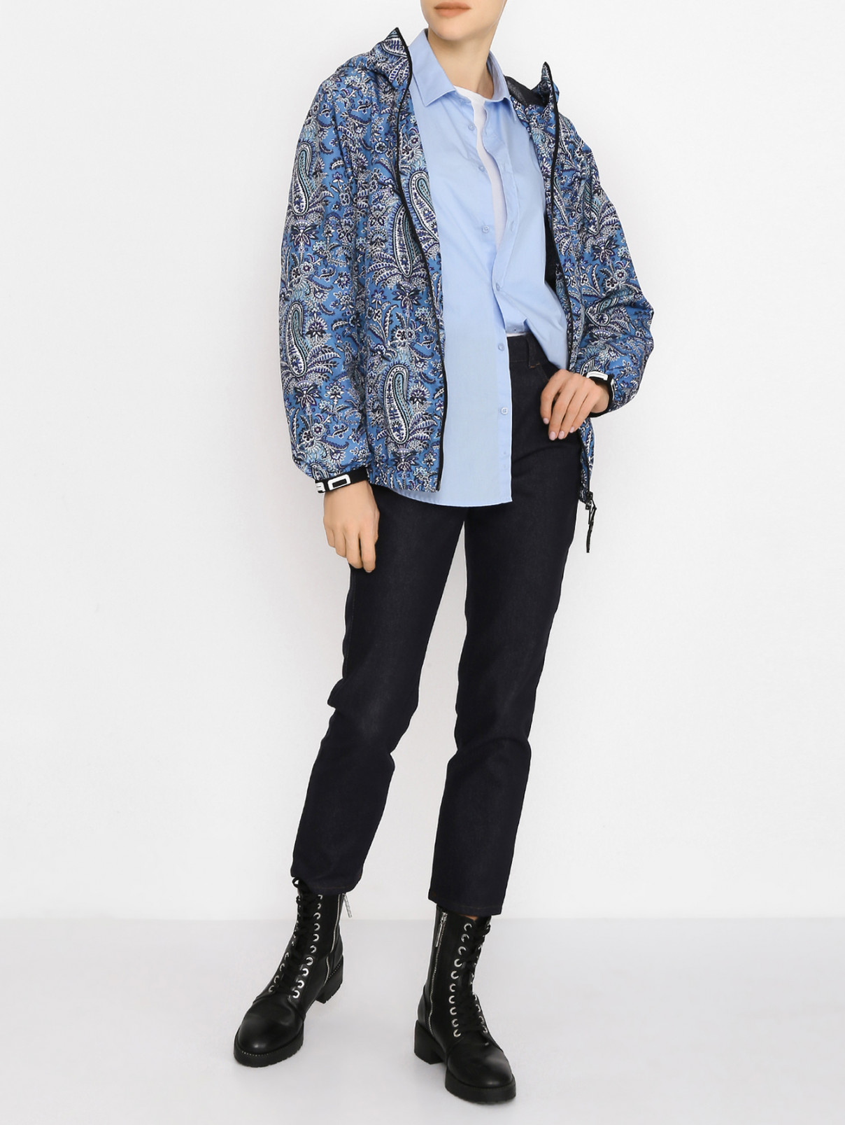 Куртка на молнии с узором Etro  –  МодельОбщийВид  – Цвет:  Синий
