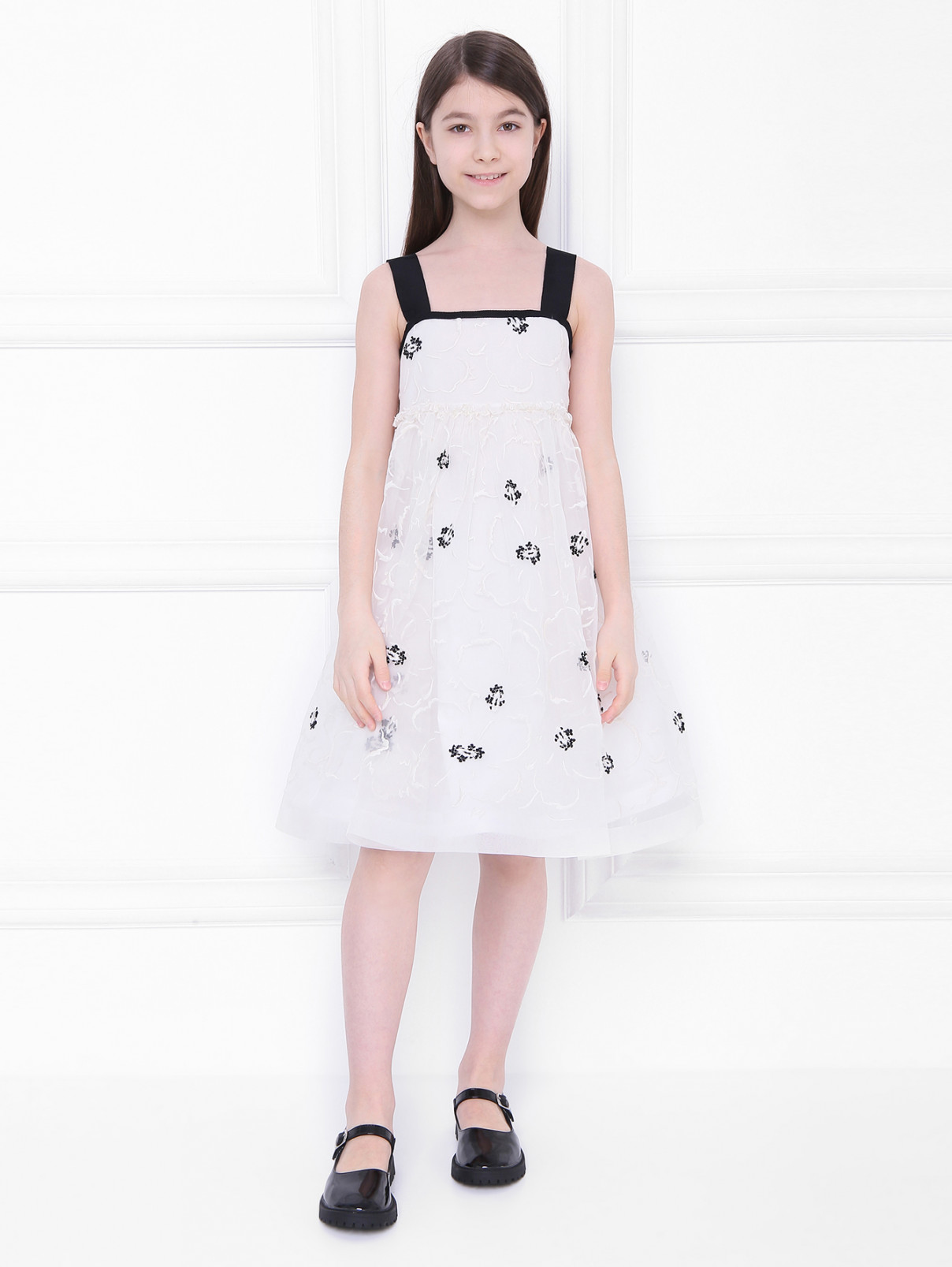 Двойное платье с вышитым узором MiMiSol  –  МодельОбщийВид  – Цвет:  Белый