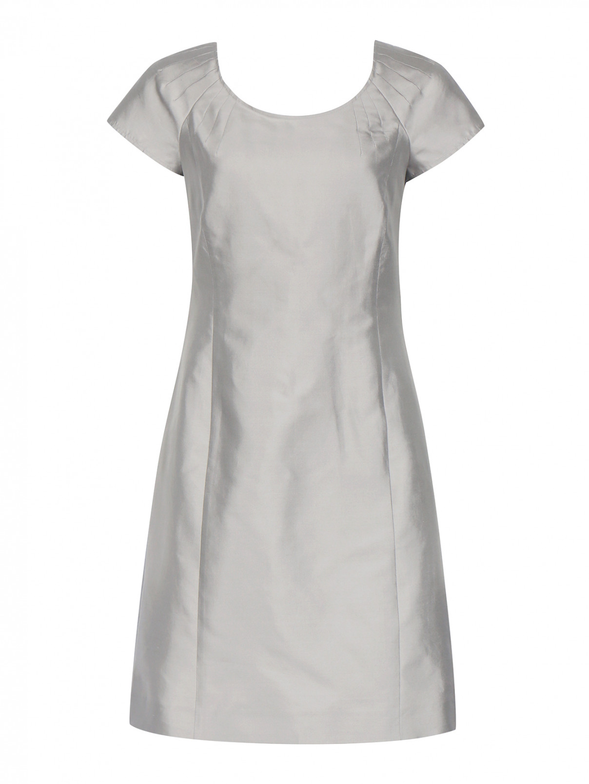 Платье-футляр из шелка и хлопка Armani Collezioni  –  Общий вид  – Цвет:  Серый
