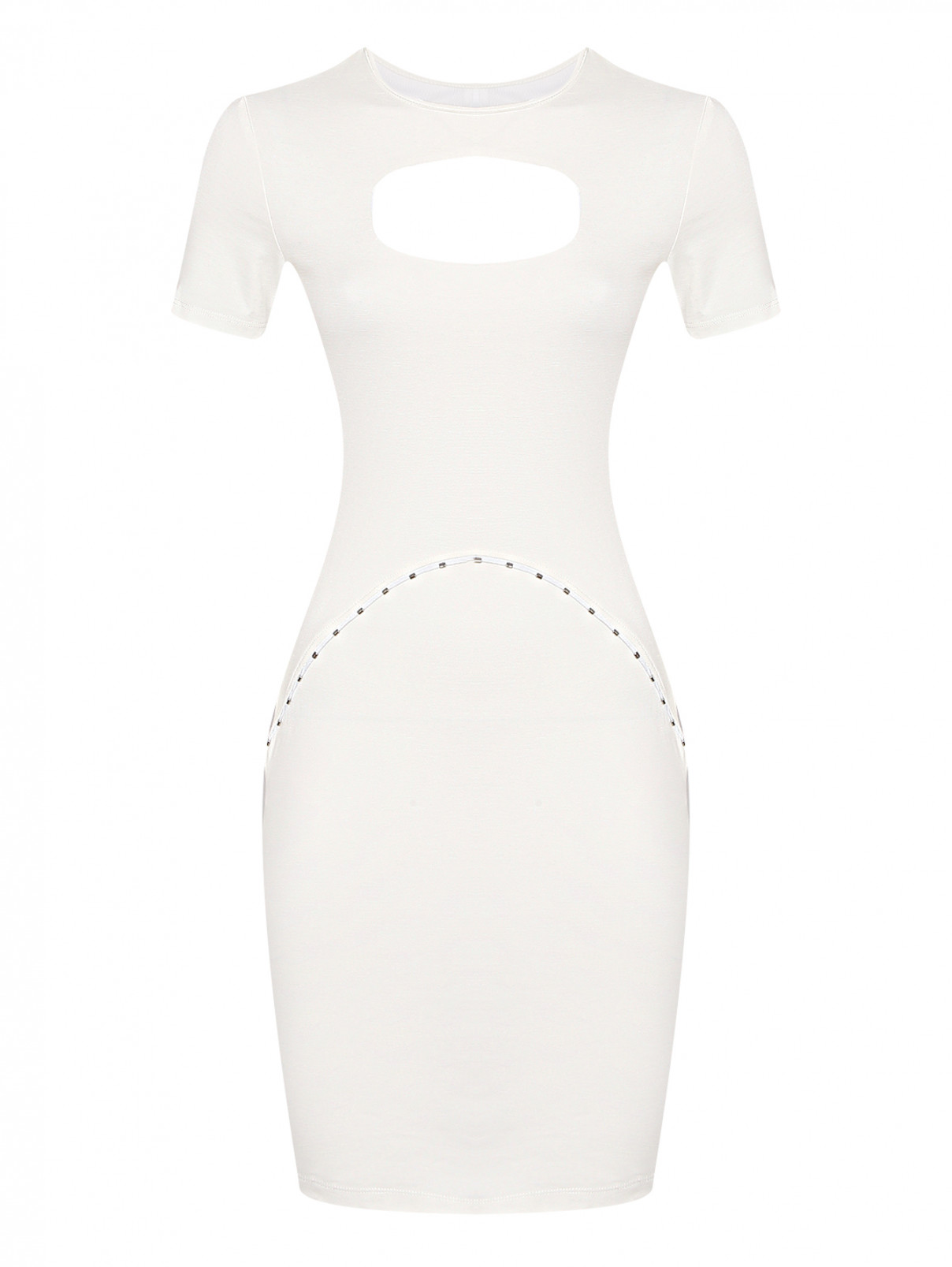 Трикотажное платье с вырезами Versace Jeans  –  Общий вид  – Цвет:  Белый