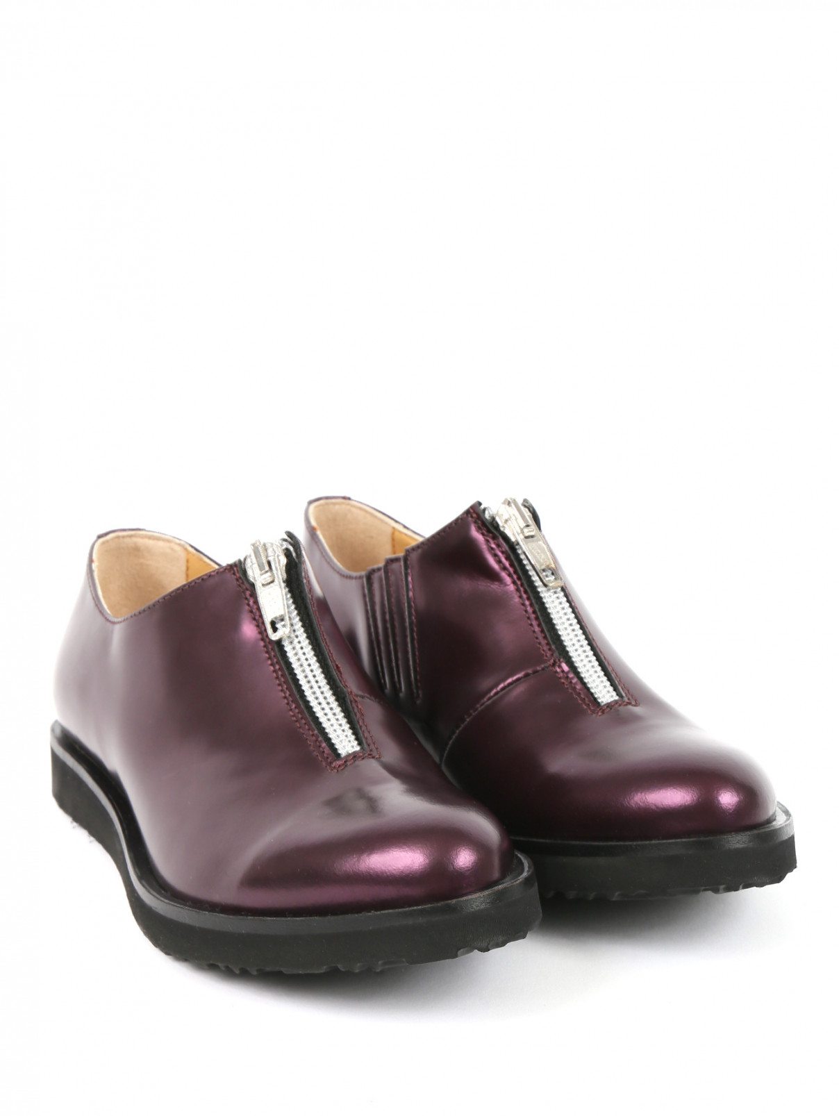 Ботинки из кожи с молнией Gallucci  –  Общий вид  – Цвет:  Фиолетовый