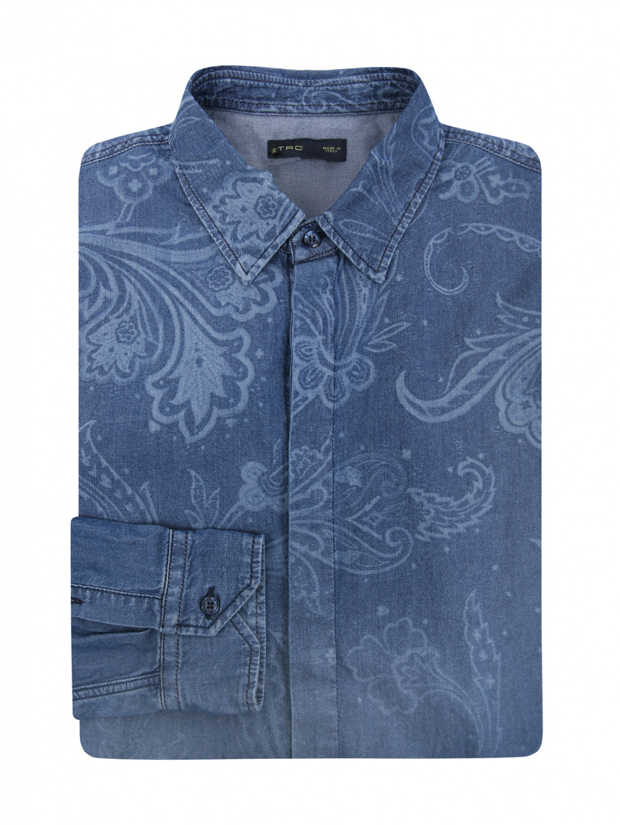 Рубашка из хлопка с узором "пейсли" Etro  –  Общий вид  – Цвет:  Синий