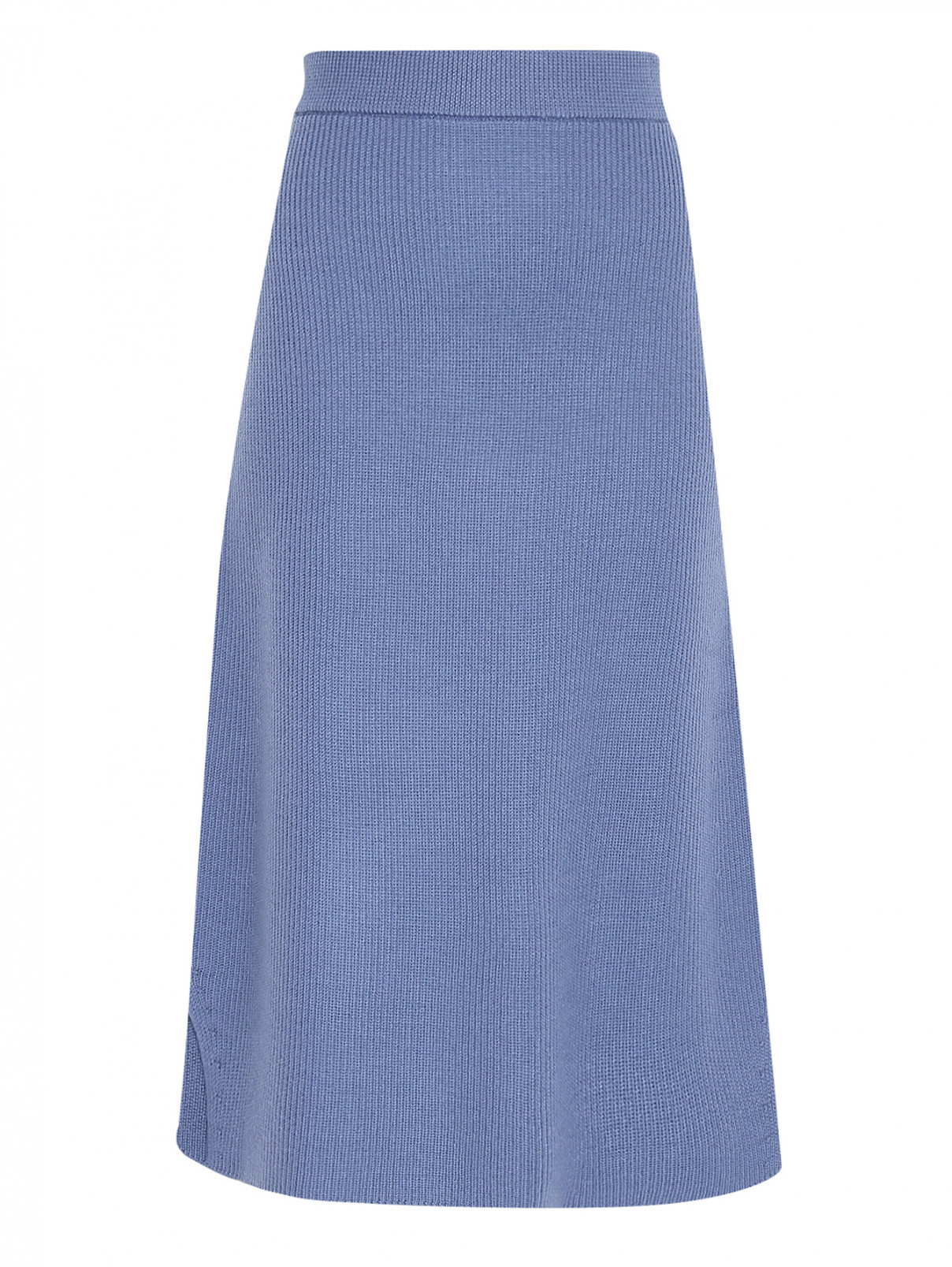 Трикотажная юбка на резинке с разрезами Max Mara  –  Общий вид  – Цвет:  Синий