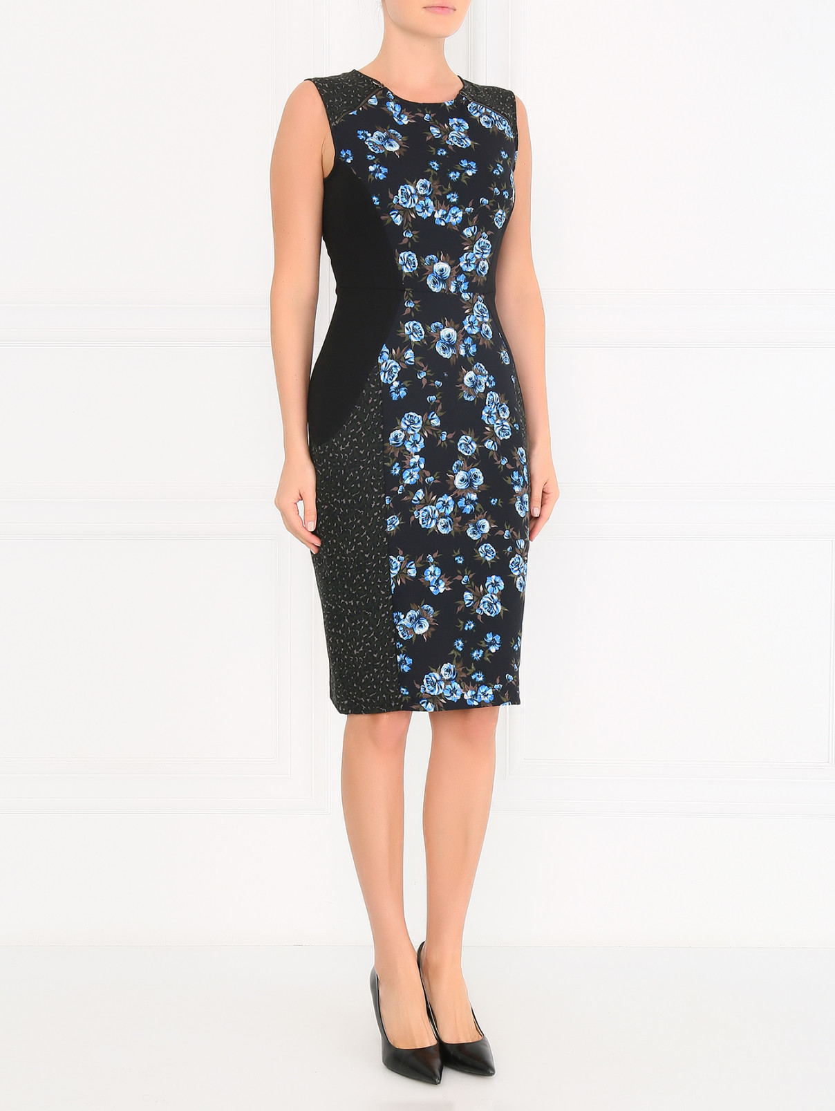 Платье-футляр с узором "цветы" Spx Code  –  Модель Общий вид  – Цвет:  Черный