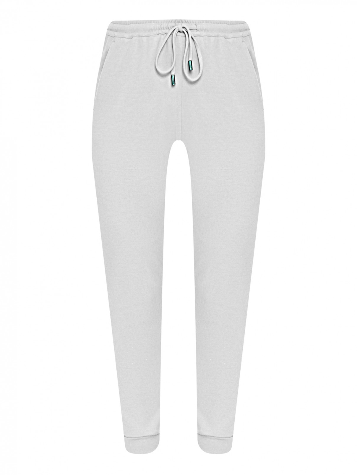 Трикотажные брюки на резинке с карманами Marina Rinaldi  –  Общий вид  – Цвет:  Серый