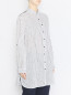 Удлиненная рубашка из хлопка с узором полоска Elena Miro  –  МодельВерхНиз