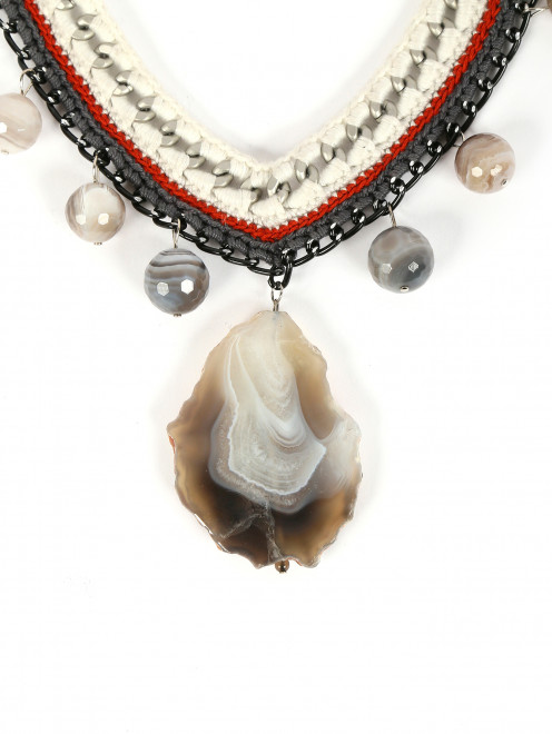 Ожерелье из текстиля с камнями - Деталь