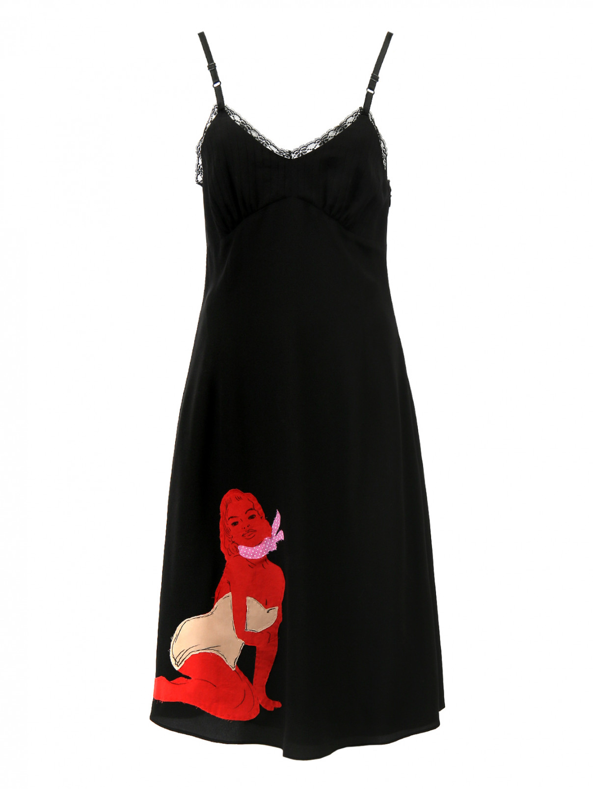 Платье миди из шелка Moschino Couture  –  Общий вид  – Цвет:  Черный