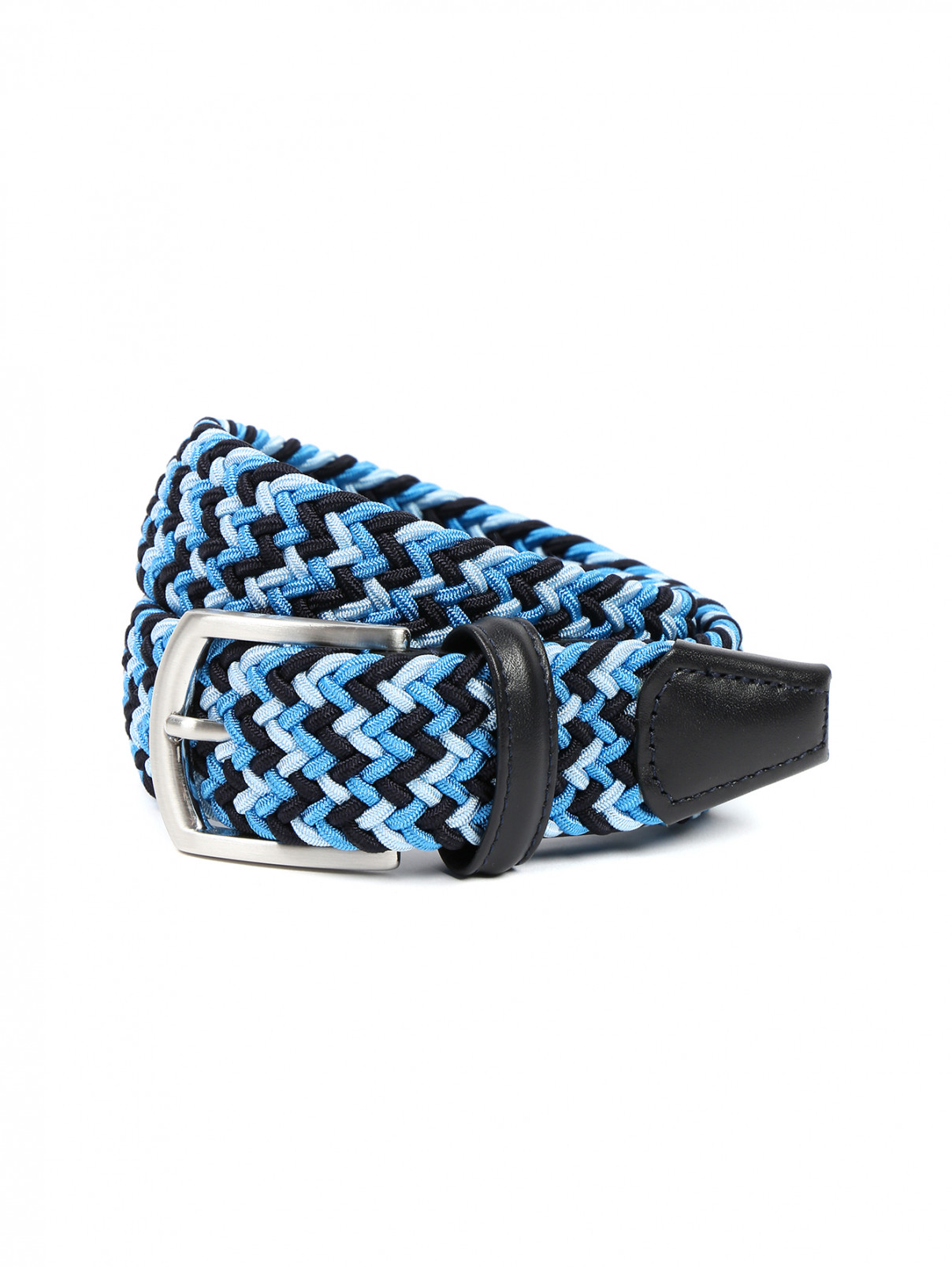 Плетеный ремень с металлической пряжкой BOSCO  –  Общий вид  – Цвет:  Синий