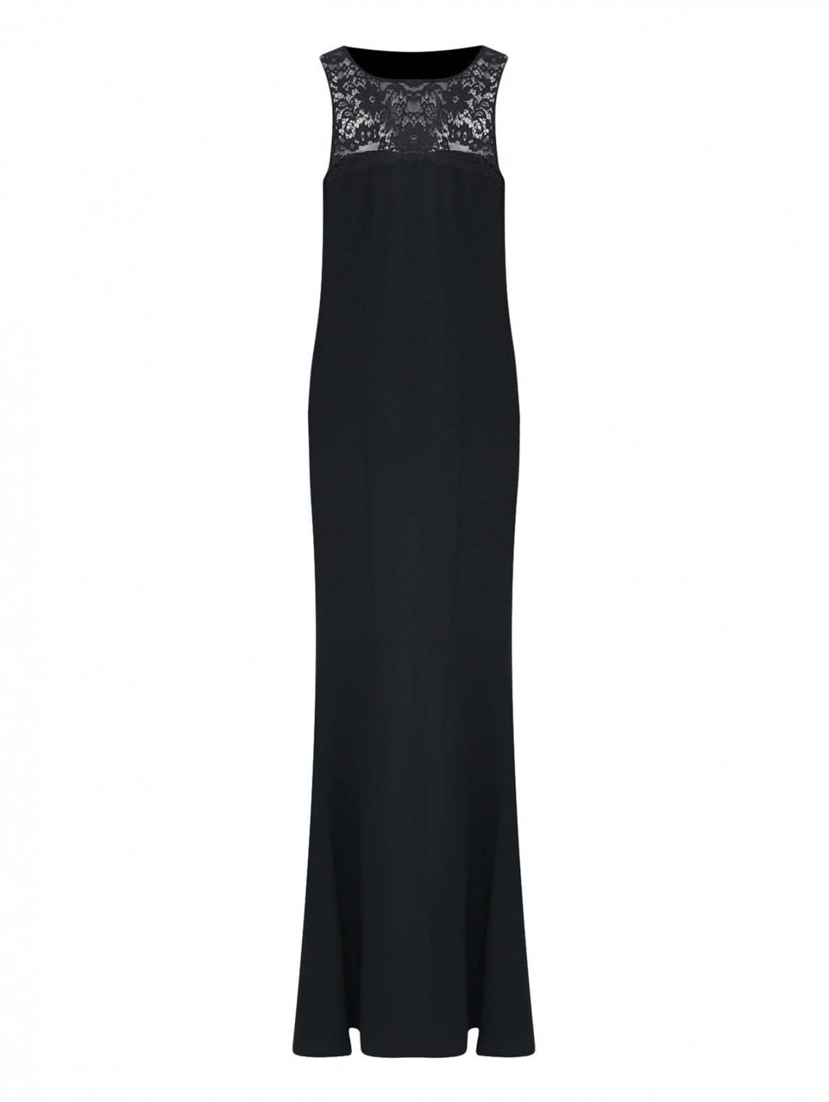 Платье-макси с кружевной отделкой Marina Rinaldi  –  Общий вид  – Цвет:  Черный
