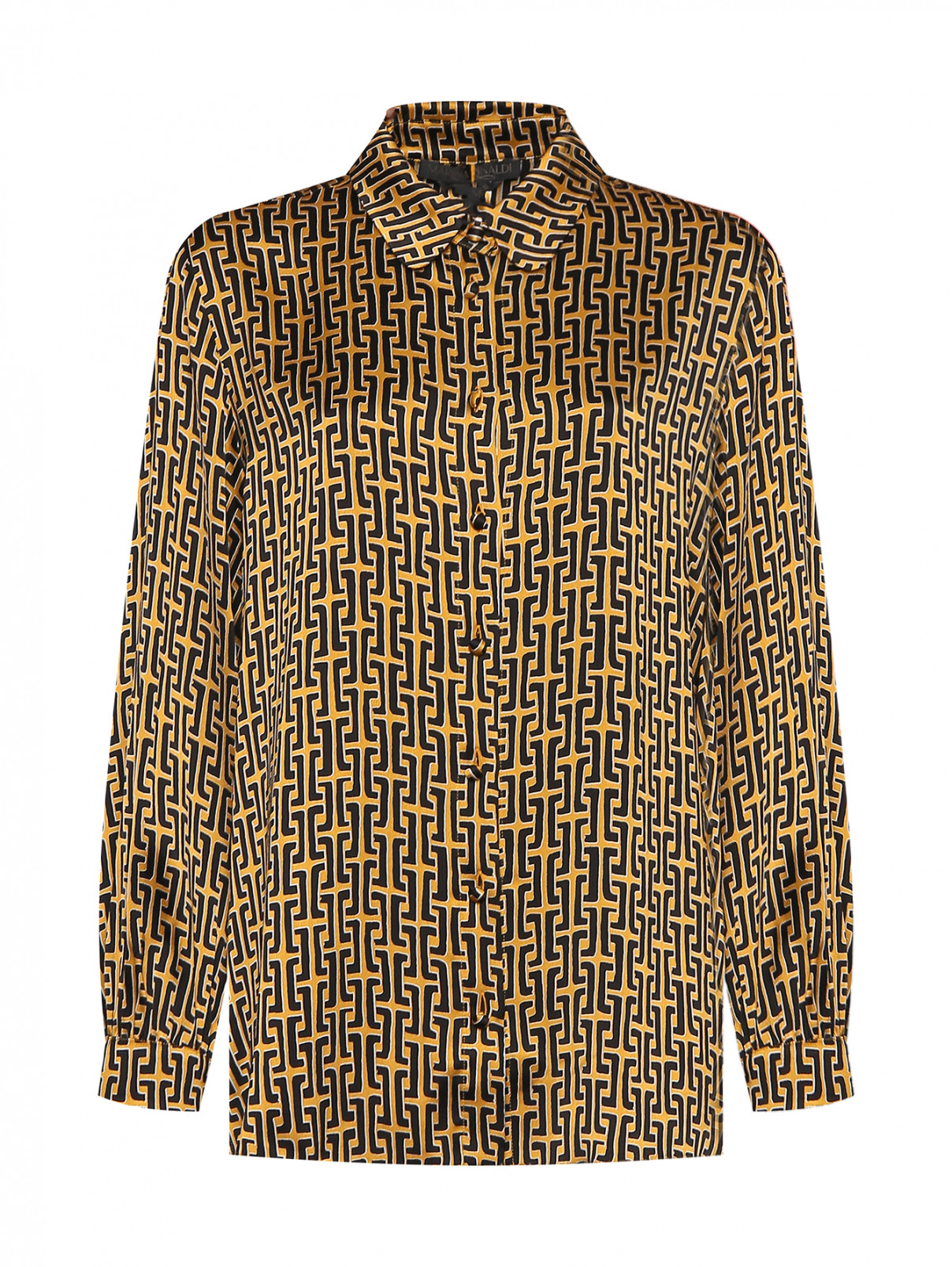 Блуза с узором на пуговицах Marina Rinaldi  –  Общий вид  – Цвет:  Узор