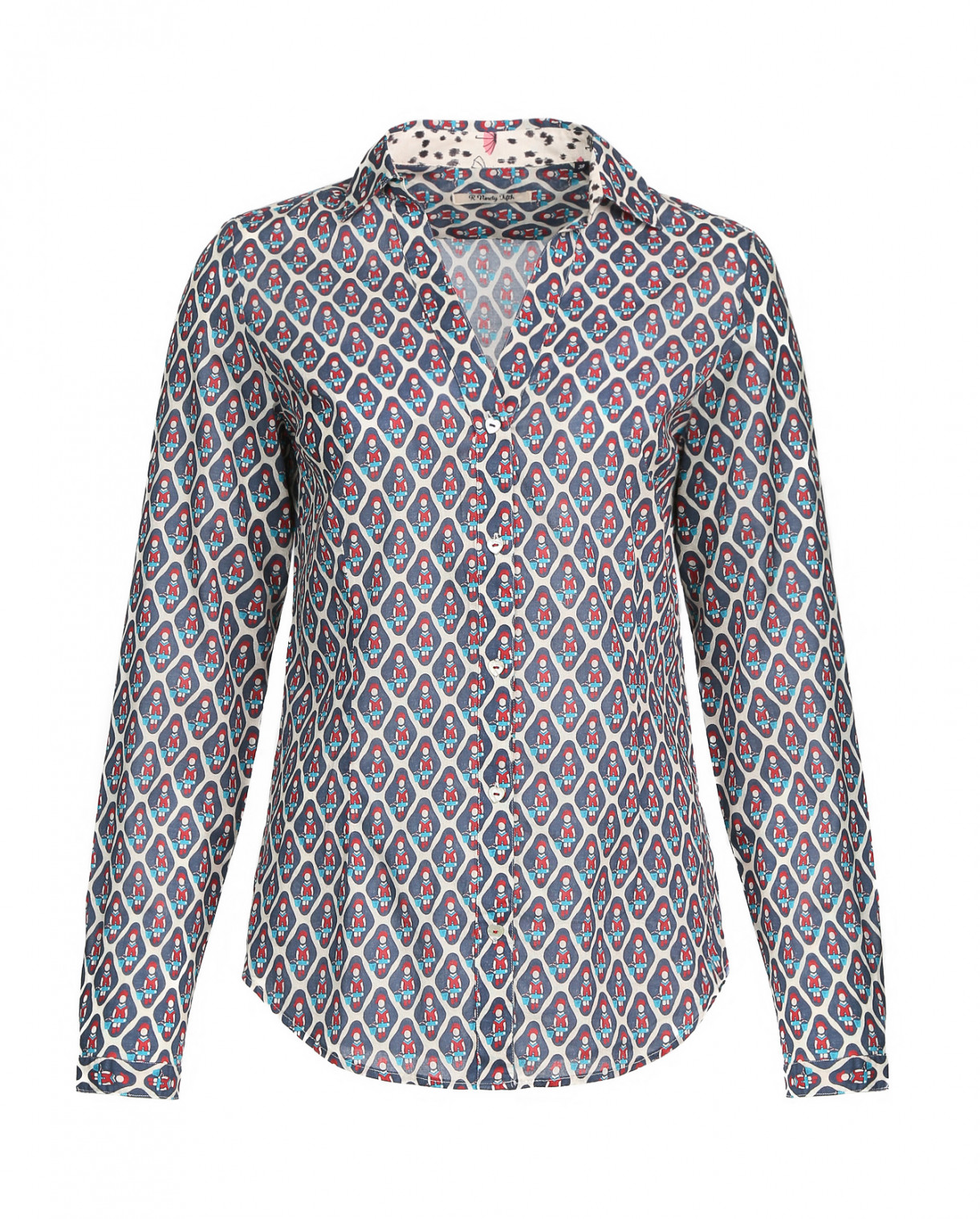 Блуза из хлопка с узором и V-образным вырезом R95TH  –  Общий вид  – Цвет:  Узор