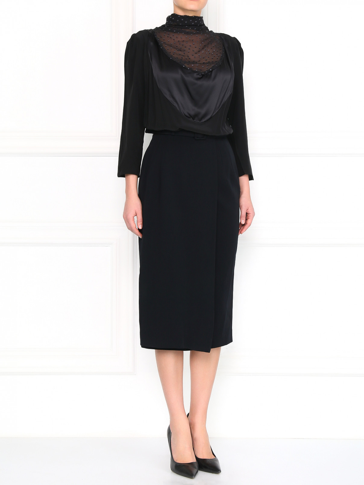 Платье-миди с прозрачной вставкой Antonio Marras  –  Модель Общий вид  – Цвет:  Черный