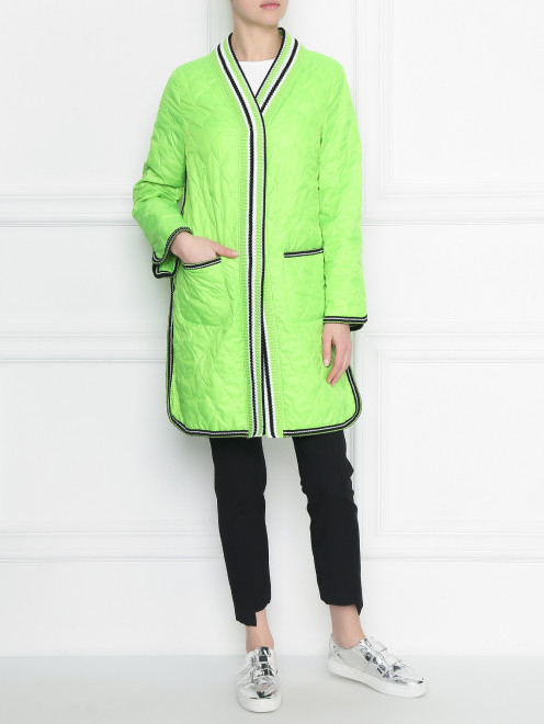 Стеганое пальто с контрастной отделкой Ermanno Scervino - МодельОбщийВид