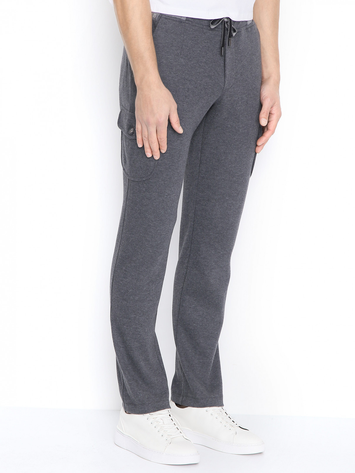 Трикотажные брюки на резинке с карманами Capobianco  –  МодельВерхНиз  – Цвет:  Серый