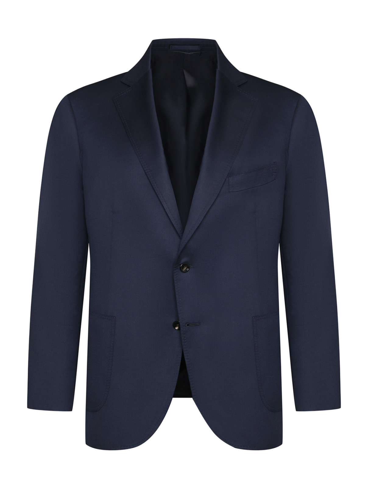 Пиджак из шерсти однотонный LARDINI  –  Общий вид  – Цвет:  Синий