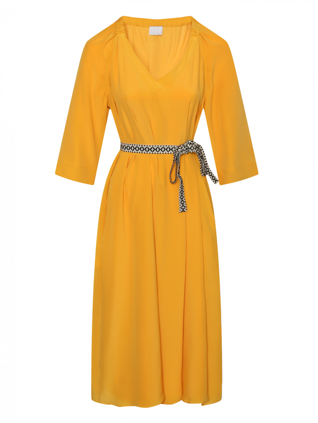 Платье-миди из шелка Marina Rinaldi  –  Общий вид  – Цвет:  Желтый