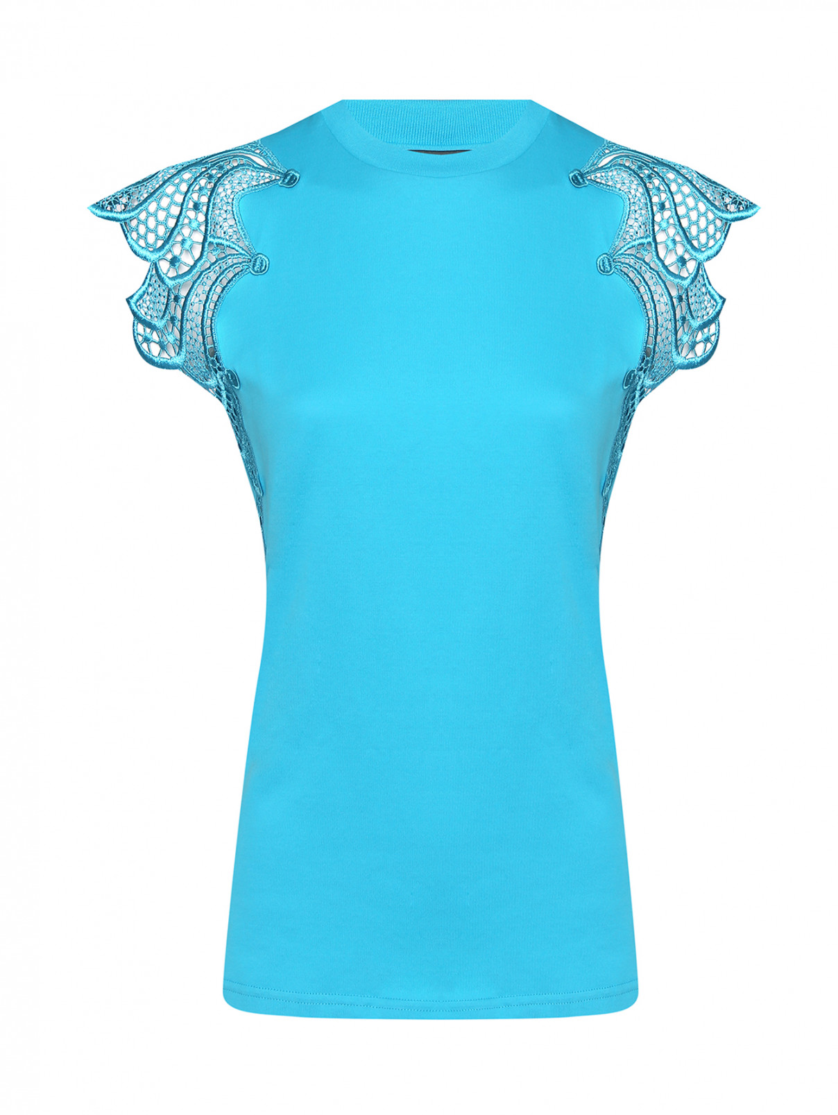 Блуза из хлопка с вышивкой Alberta Ferretti  –  Общий вид  – Цвет:  Синий