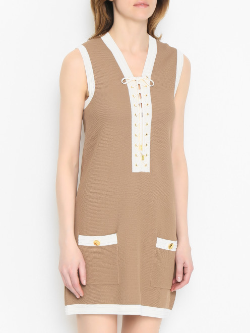 Трикотажное платье с декором Elisabetta Franchi - МодельВерхНиз