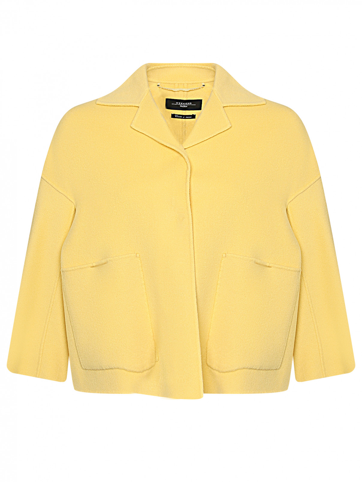 Полупальто из шерсти с карманами Weekend Max Mara  –  Общий вид  – Цвет:  Желтый