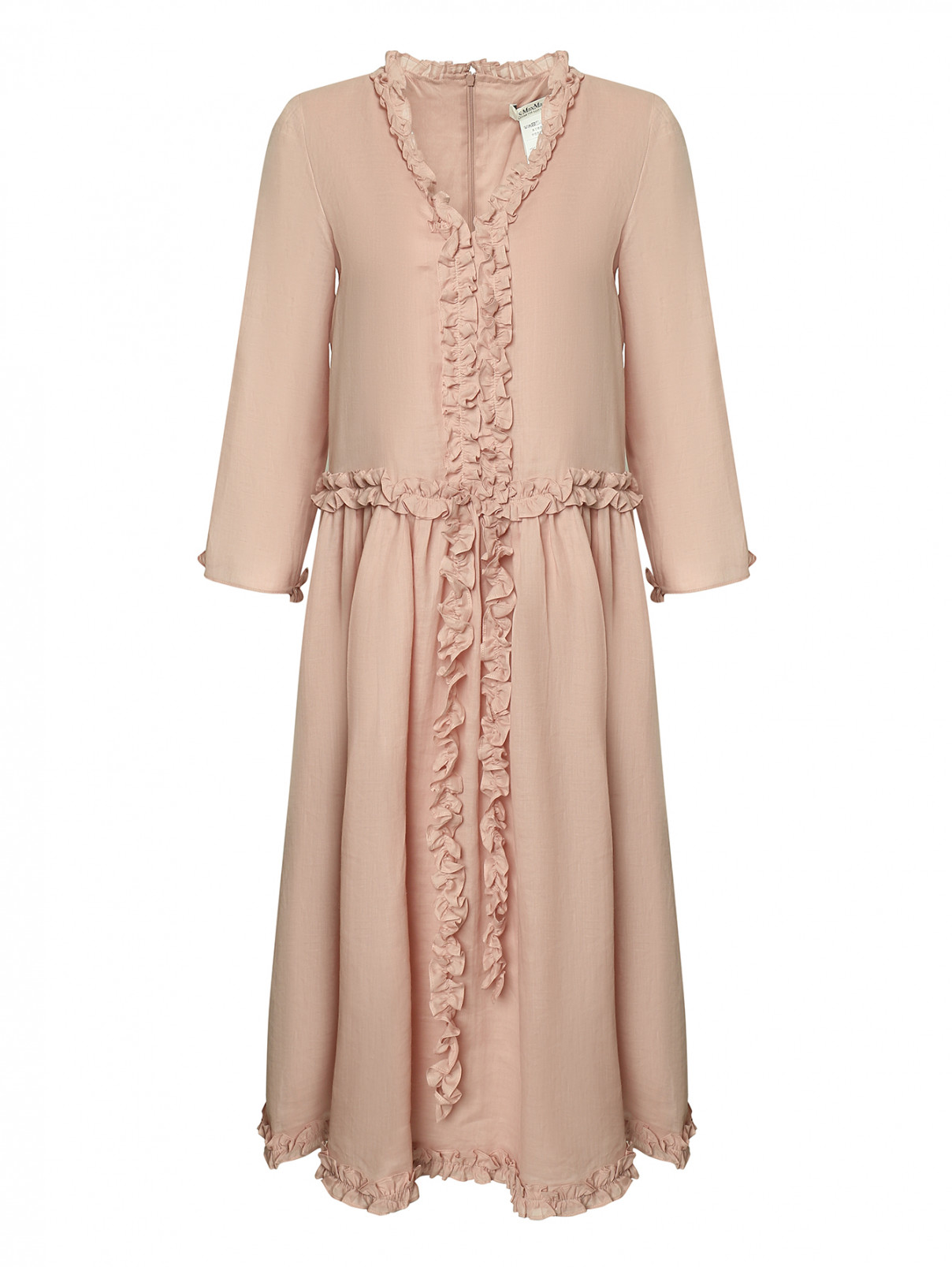 Платье свободного кроя с оборками Max Mara  –  Общий вид  – Цвет:  Розовый