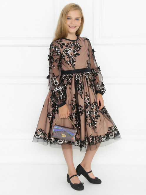 Платье с пышной юбкой расшитое паейтками Aletta - МодельОбщийВид