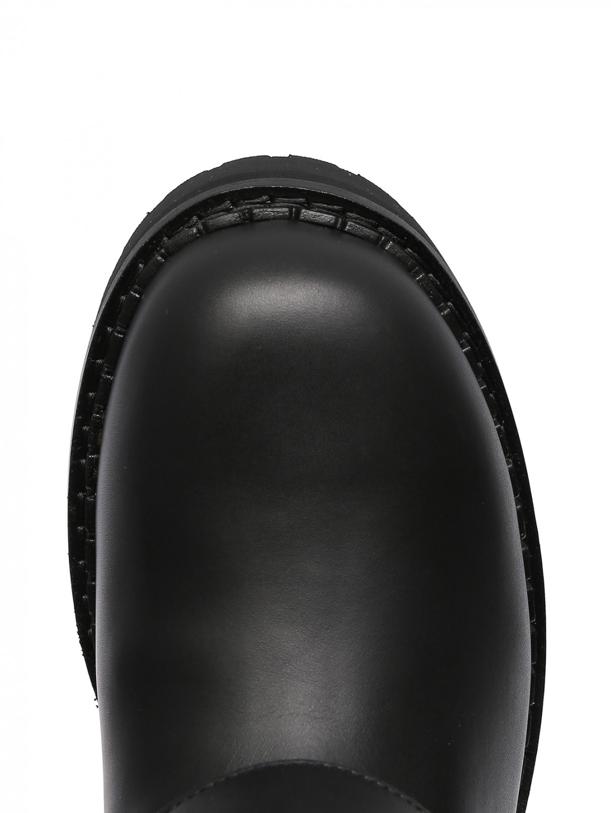 Ботинки из кожи с логотипом Moschino  –  Обтравка3  – Цвет:  Черный