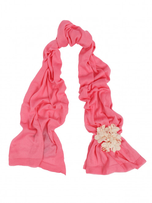 Легкий шарф из хлопка с декоративными цветами IL Trenino - Общий вид