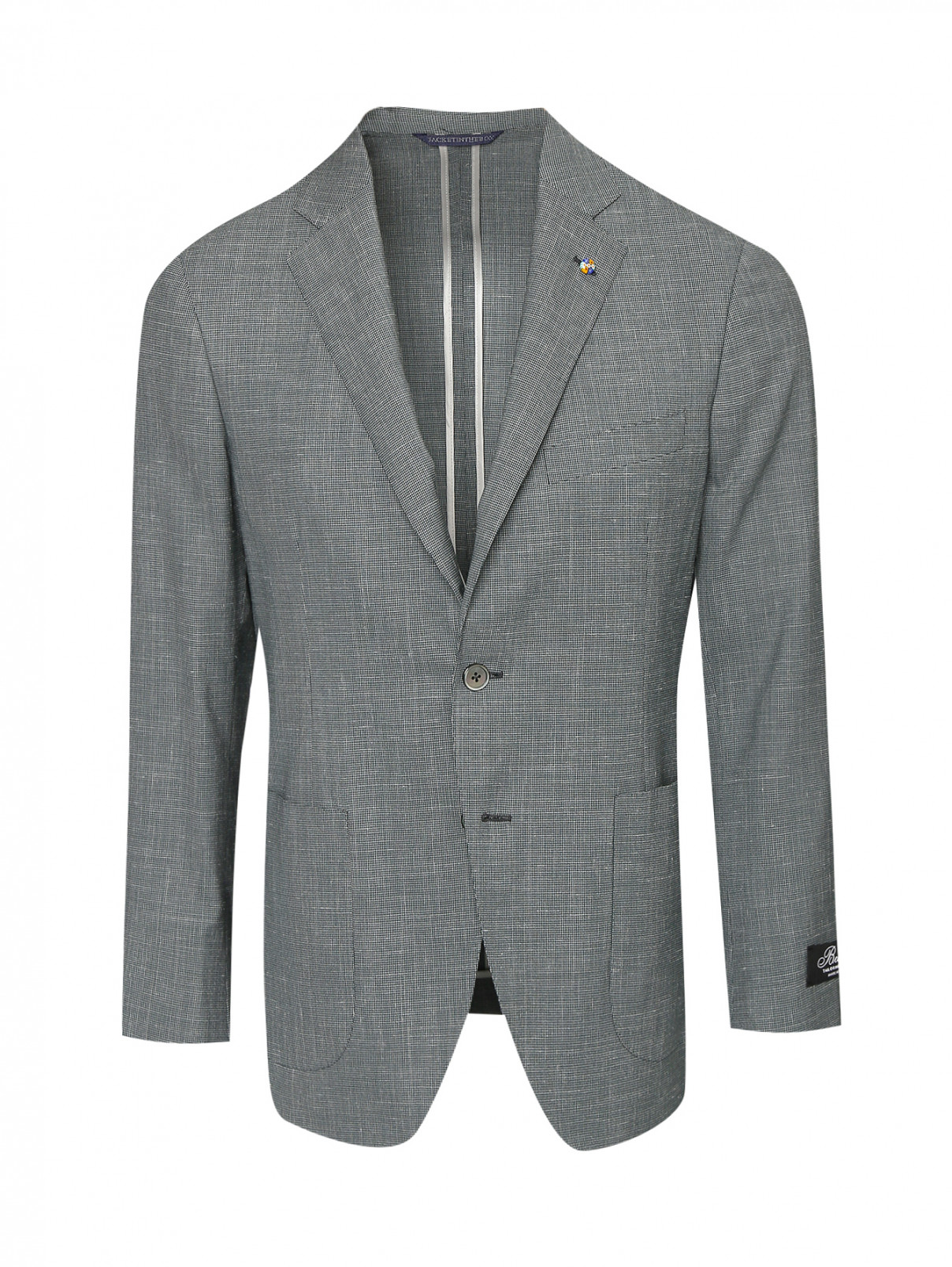 Пиджак из шерсти и шелка с узором Belvest  –  Общий вид  – Цвет:  Серый