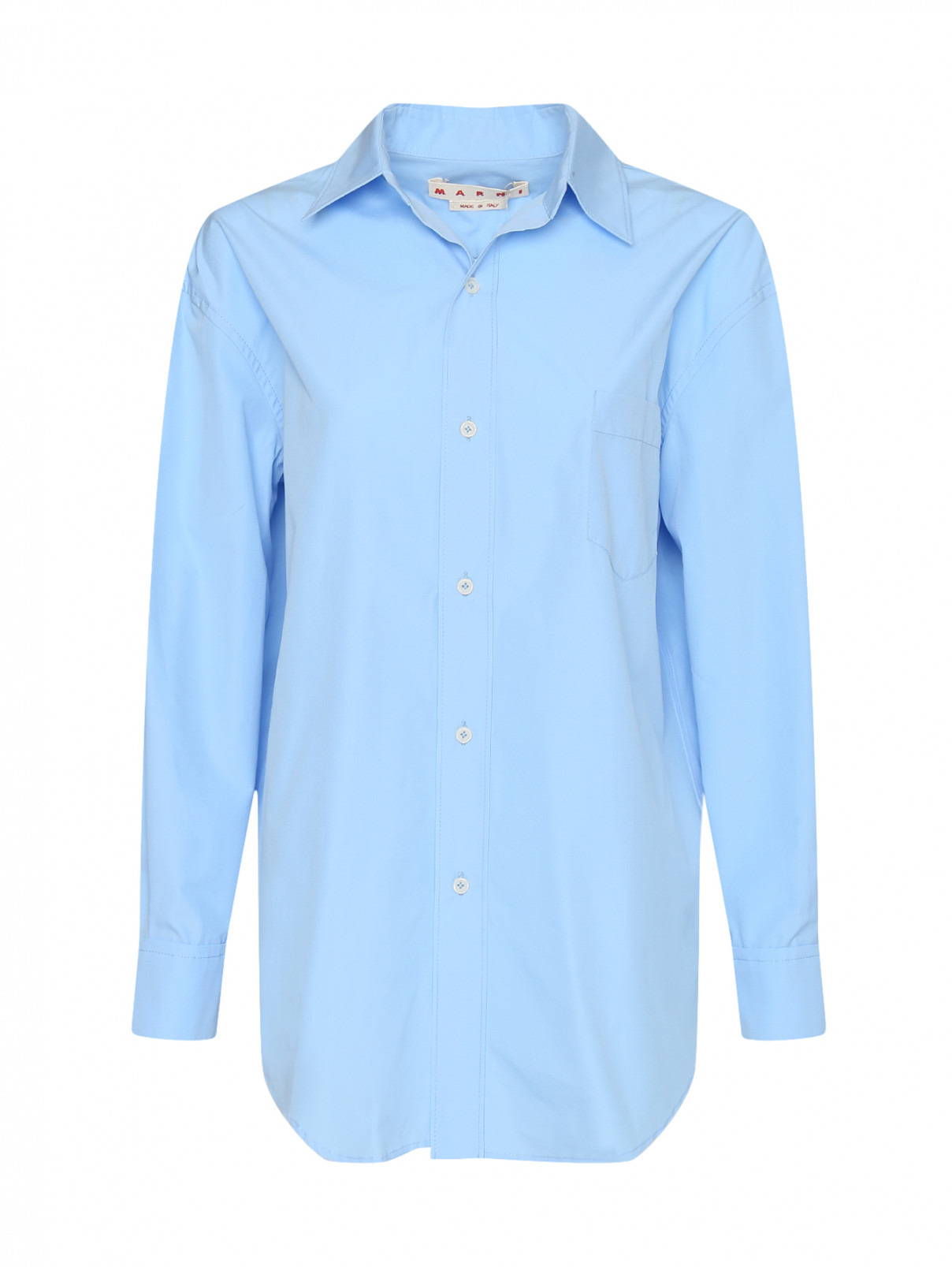 Рубашка из хлопка свободного кроя со складками на спине Marni  –  Общий вид  – Цвет:  Синий