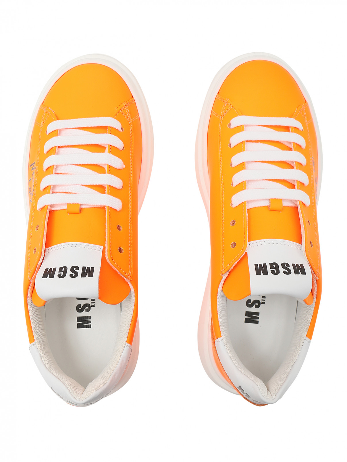 Кеды из кожи на массивной подошве MSGM  –  Обтравка4  – Цвет:  Оранжевый