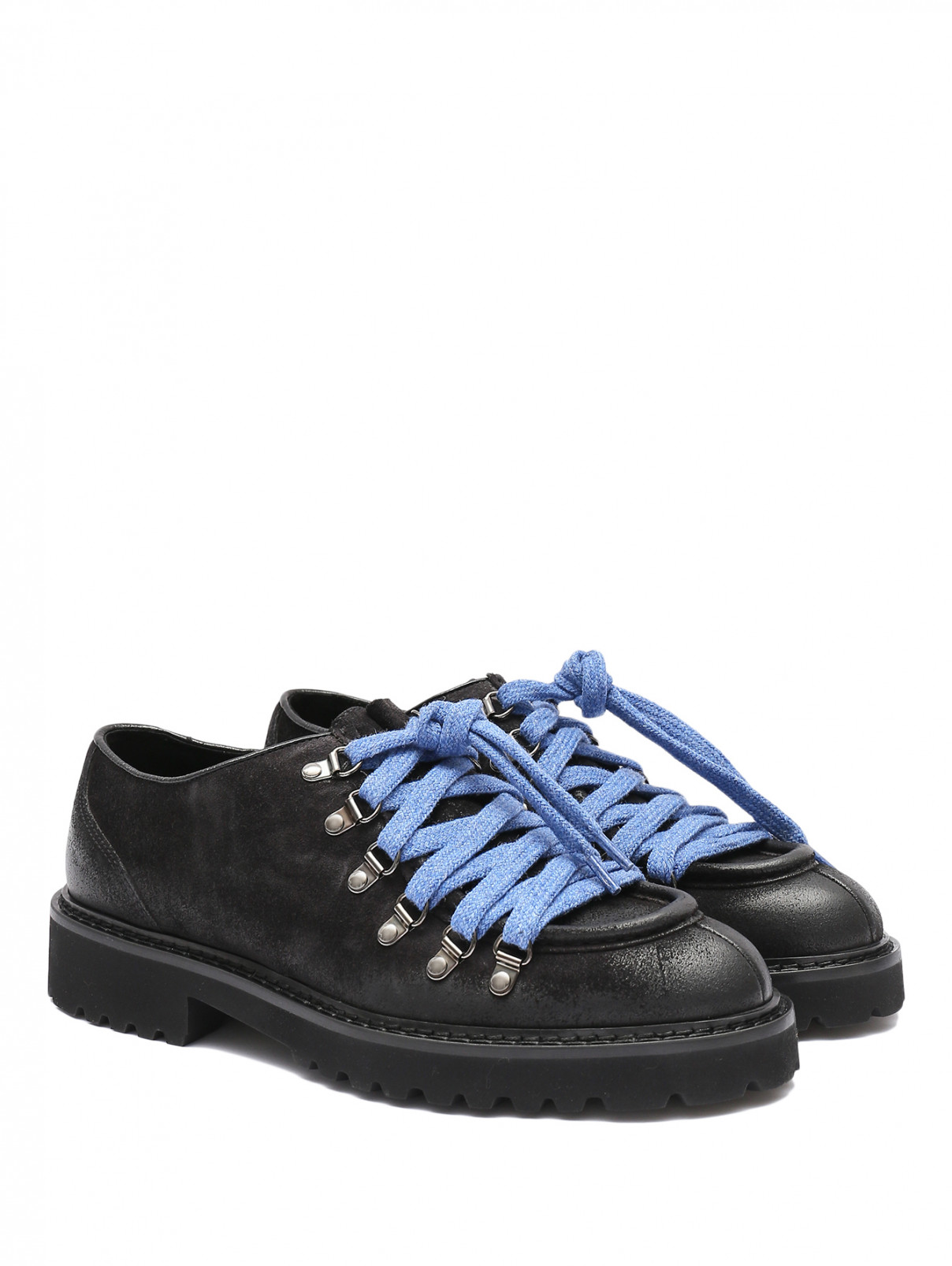 Замшевые ботинки с двумя парами шнурков Doucal's  –  Общий вид  – Цвет:  Черный