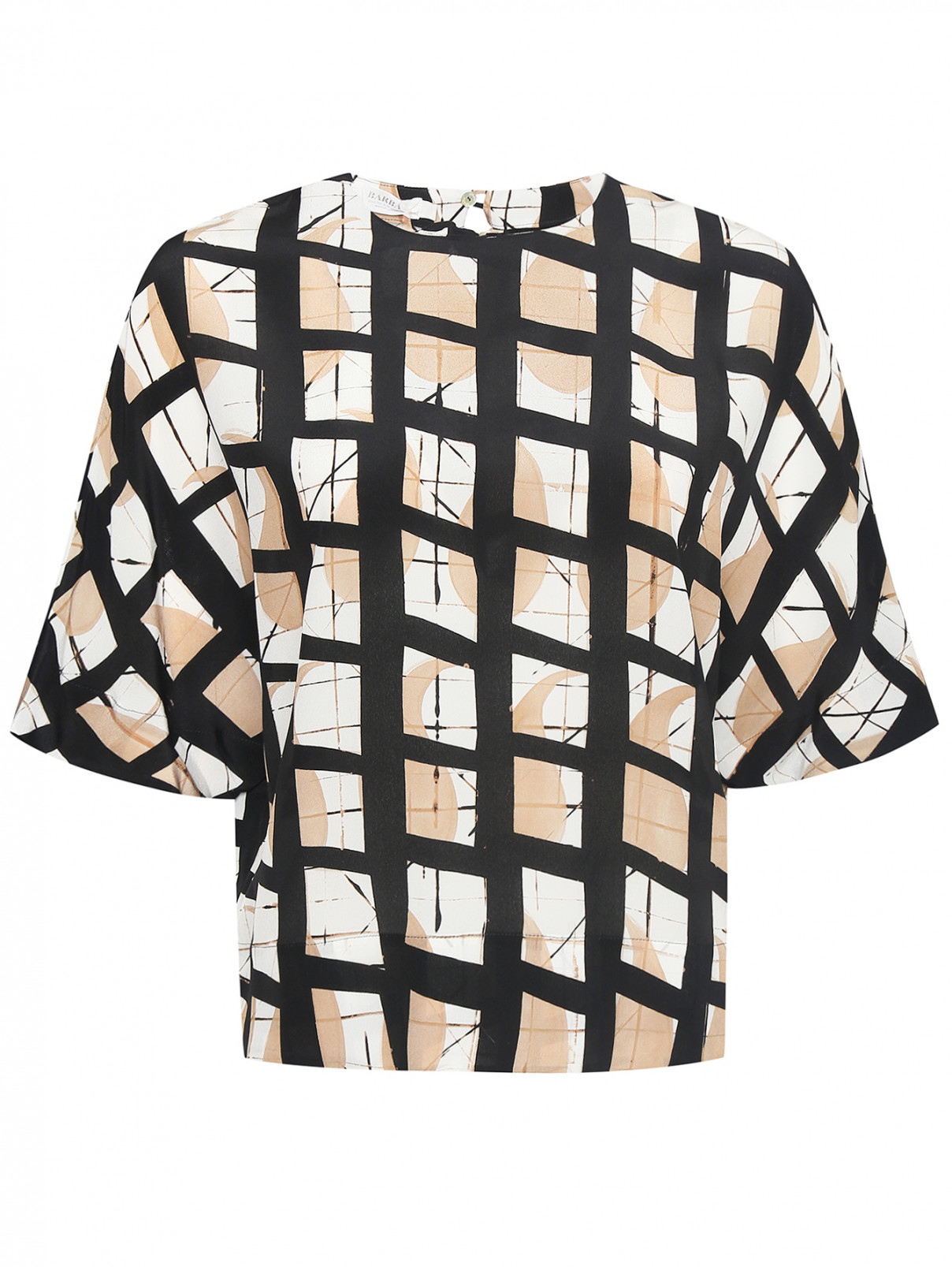 Блуза из шелка с геометрическим узором Barba Napoli  –  Общий вид