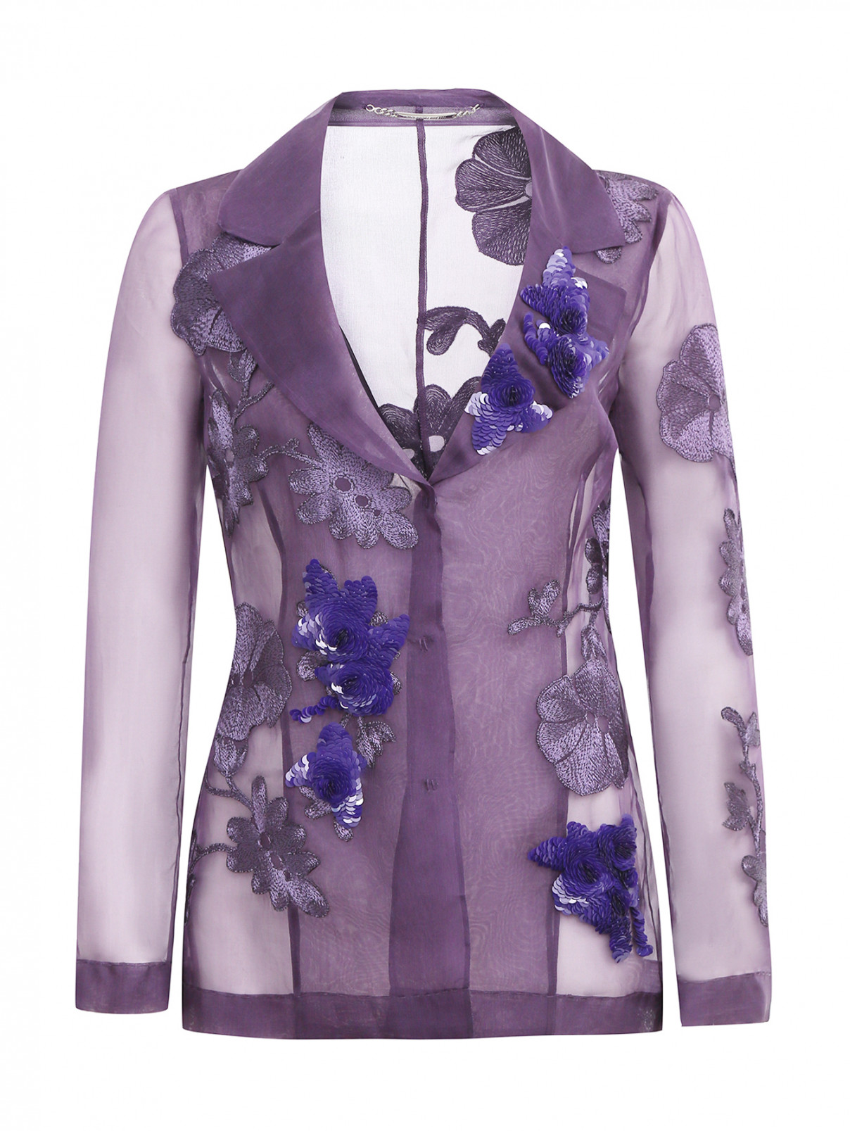 Жакет из шелка с декоративной отделкой Alberta Ferretti  –  Общий вид  – Цвет:  Фиолетовый