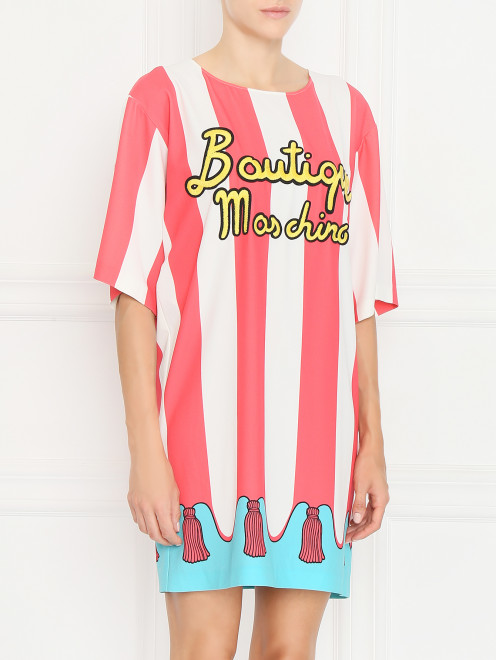 Платье свободного кроя с узором и вышивкой BOUTIQUE MOSCHINO - МодельВерхНиз