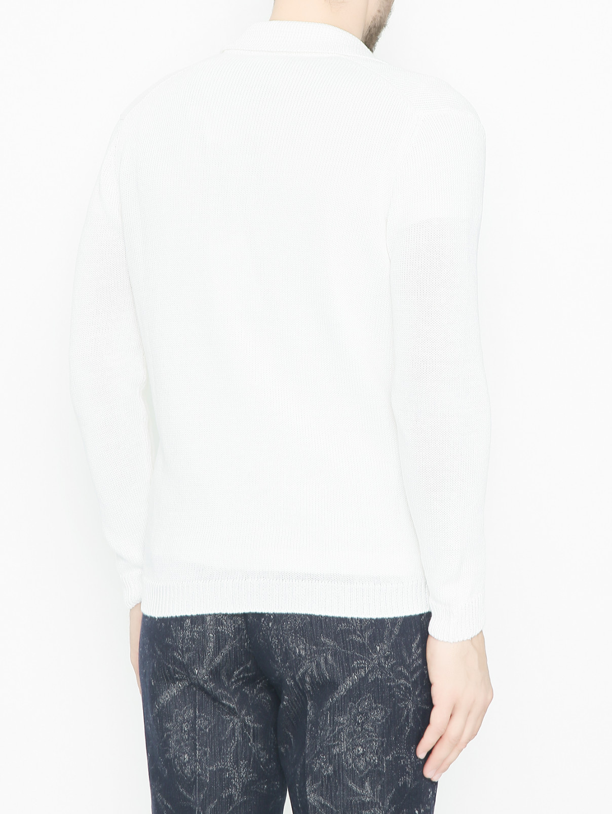 Кардиган из льна на пуговицах Kangra Cashmere  –  МодельВерхНиз1  – Цвет:  Белый