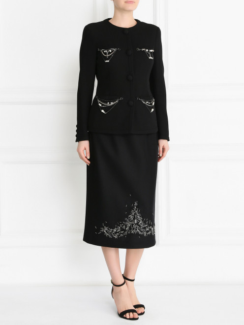 Юбка из шерсти с декоративной отделкой Jil Sander - Модель Общий вид