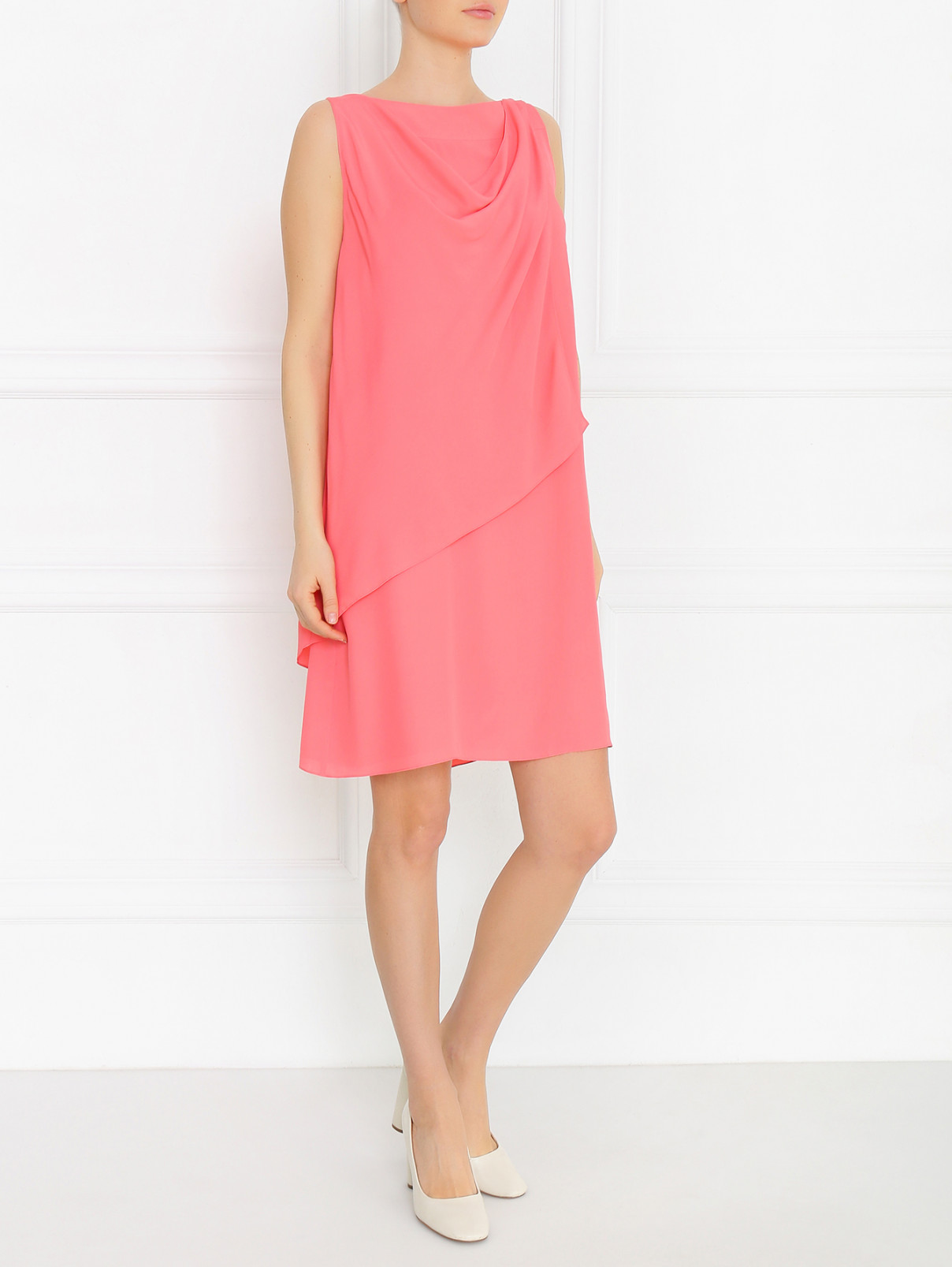 Платье-мини из шелка с драпировкой Antonio Marras  –  Модель Общий вид  – Цвет:  Розовый
