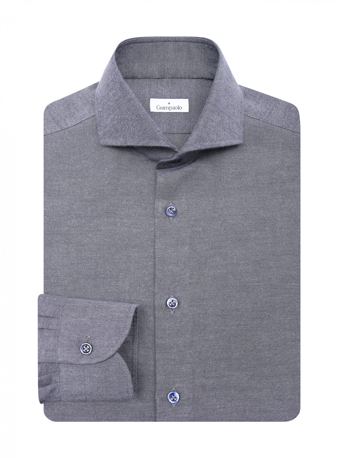 Однотонная рубашка из хлопка Giampaolo  –  Общий вид  – Цвет:  Серый