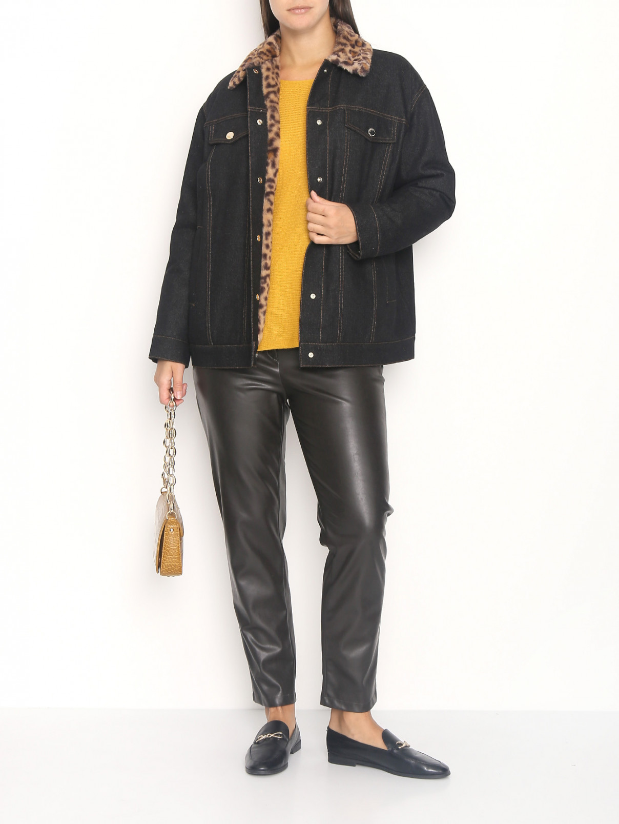 Утепленная куртка из денима Marina Rinaldi  –  МодельОбщийВид  – Цвет:  Серый