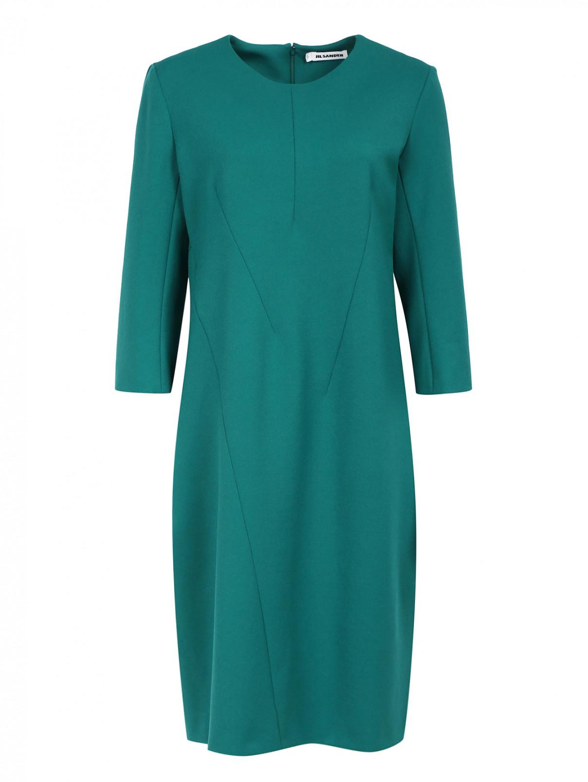 Платье прямого кроя с декоративной строчкой Jil Sander  –  Общий вид  – Цвет:  Зеленый