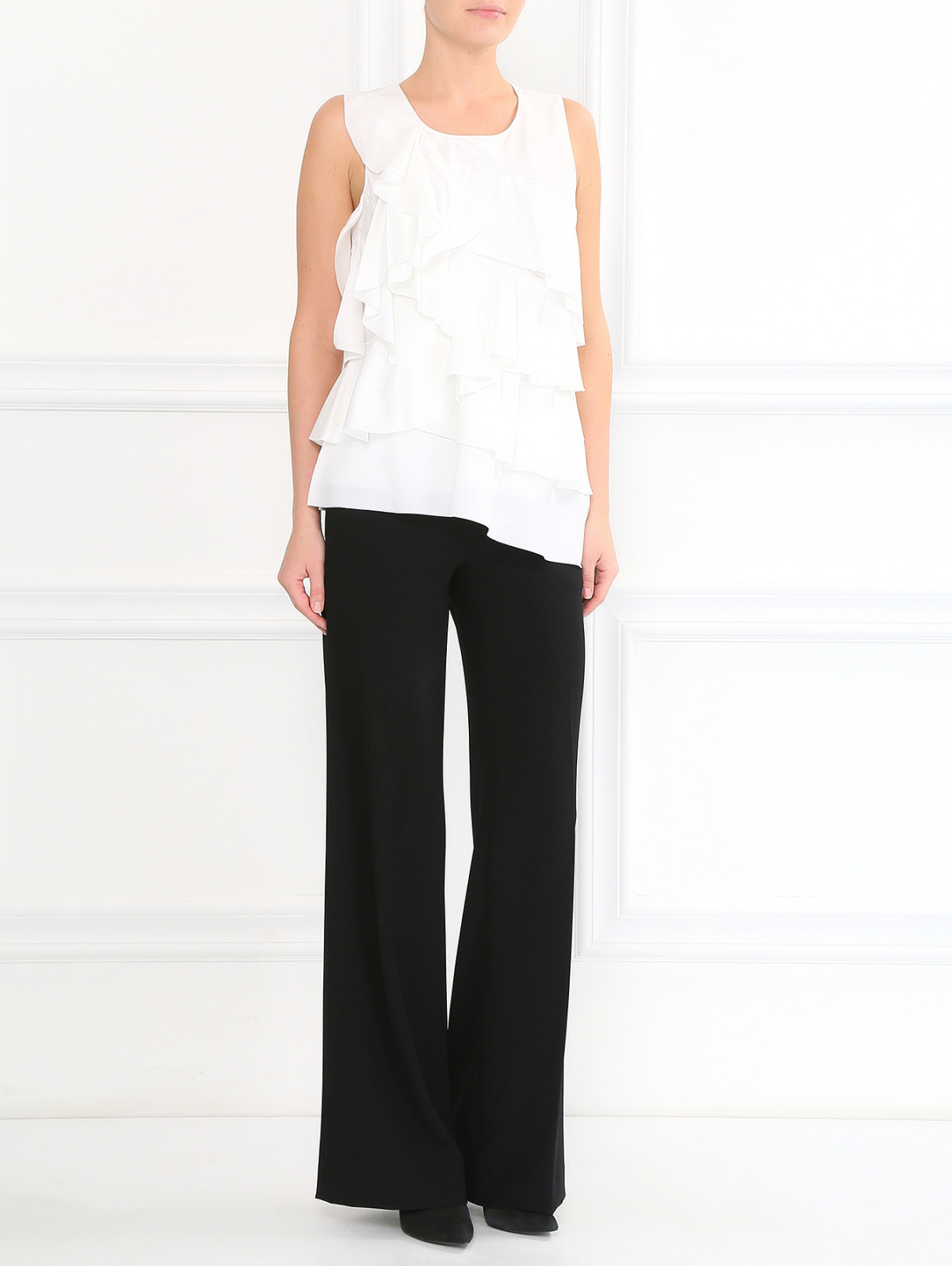 Топ из шелка с ассиметричным кроем DKNY  –  Модель Общий вид  – Цвет:  Белый