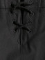 Широкие брюки из хлопка и льна с декоративными пуговицами и шнуровкой Max Mara  –  Деталь1