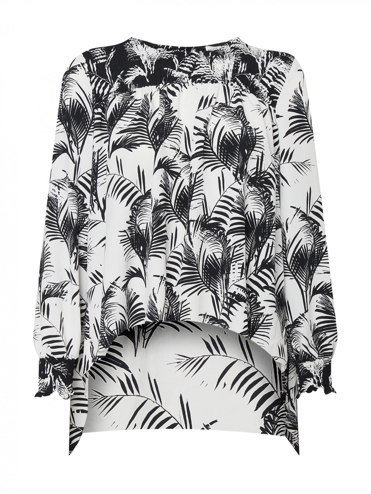 Блуза ассиметричного кроя с цветочным узором Sonia Rykiel  –  Общий вид  – Цвет:  Белый