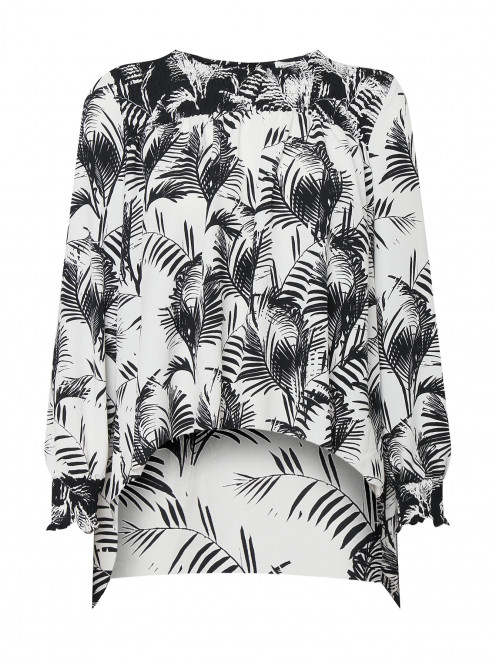 Блуза ассиметричного кроя с цветочным узором - Общий вид