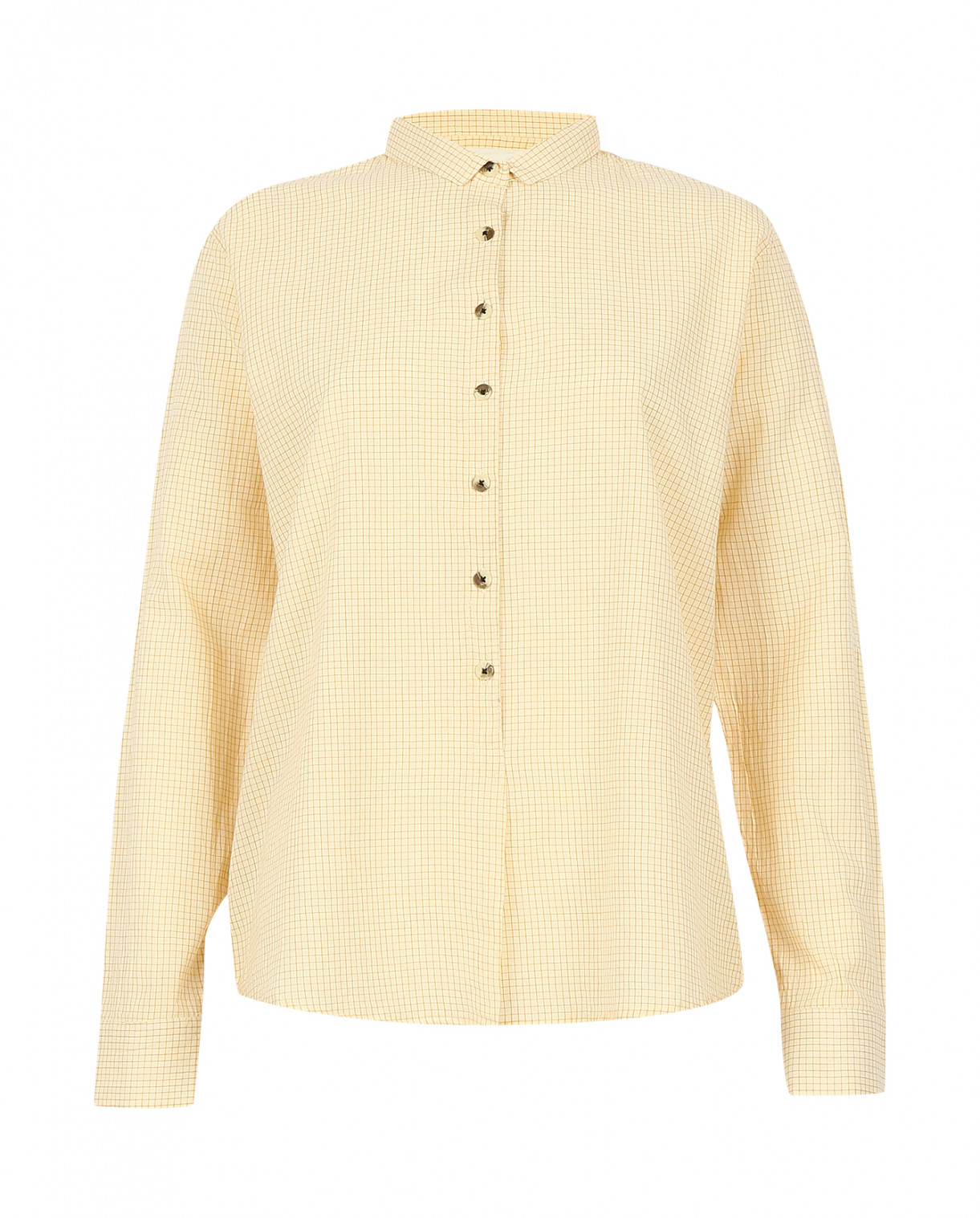 Рубашка из хлопка в клетку с контрастными пуговицами Leon&Harper  –  Общий вид  – Цвет:  Желтый