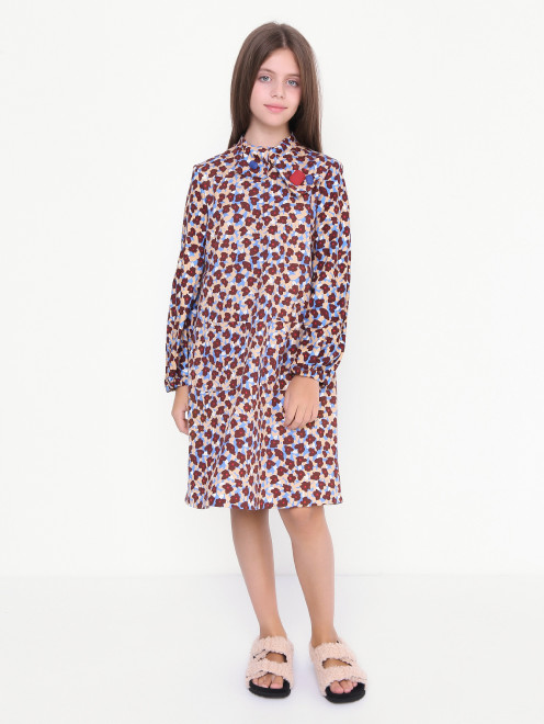 Платье с узором из комбинированной ткани MiMiSol - МодельОбщийВид