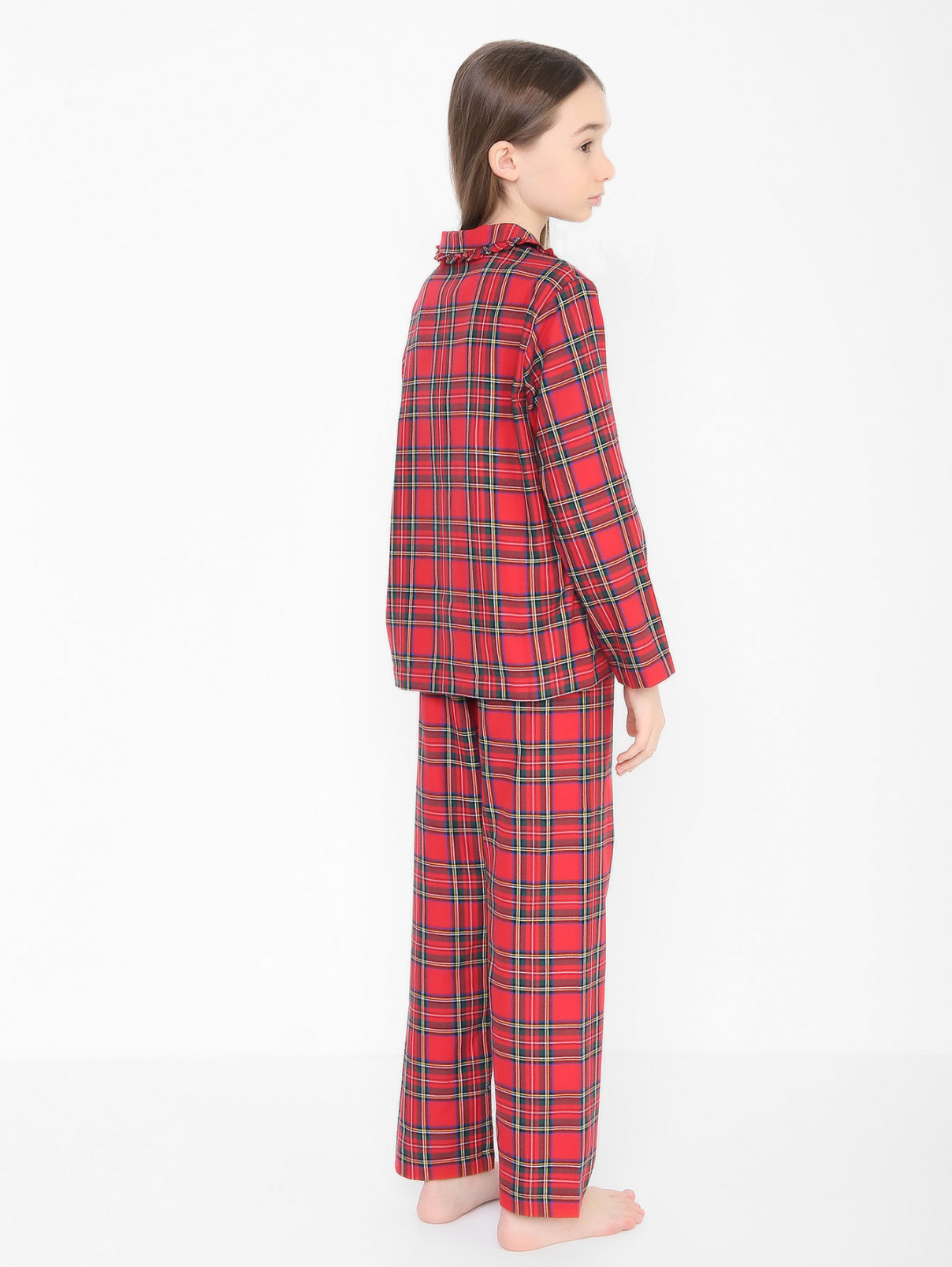 Пижама в клетку с отложным воротником Il Gufo  –  МодельОбщийВид1  – Цвет:  Красный