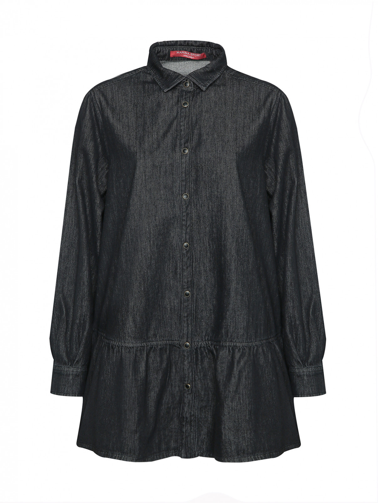 Джинсовая рубашка с воланами Marina Rinaldi  –  Общий вид  – Цвет:  Серый