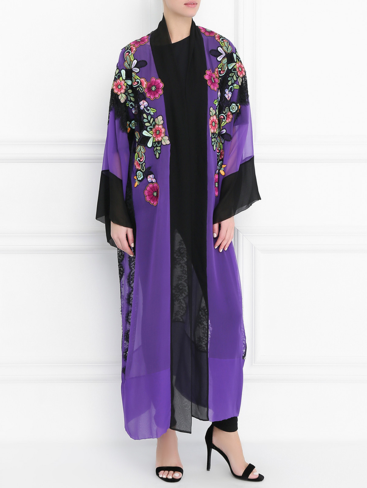 Туника из шелка с цветочным узором Alberta Ferretti  –  Модель Общий вид  – Цвет:  Фиолетовый